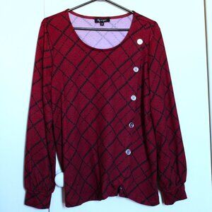 Lily Morgan - Long-sleeve Knit Top with Decorative Buttons